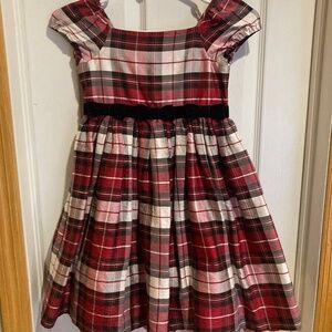 Girls size 7 holiday dress silk velvet trim